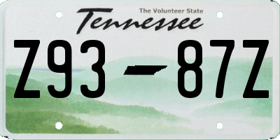 TN license plate Z9387Z