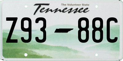 TN license plate Z9388C