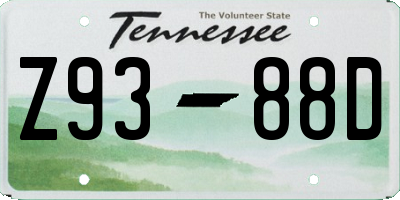 TN license plate Z9388D