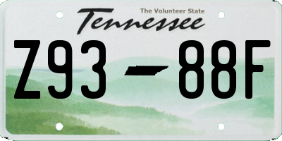 TN license plate Z9388F