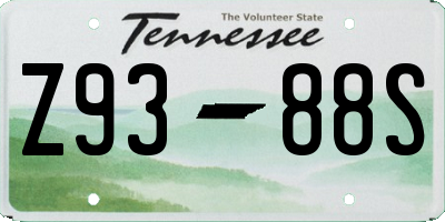 TN license plate Z9388S