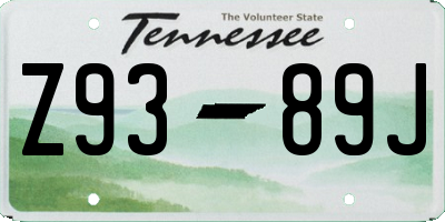 TN license plate Z9389J