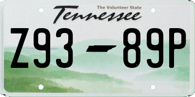 TN license plate Z9389P