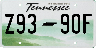 TN license plate Z9390F