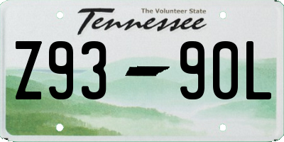 TN license plate Z9390L