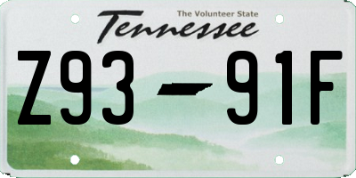 TN license plate Z9391F