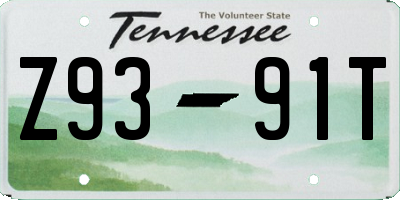TN license plate Z9391T