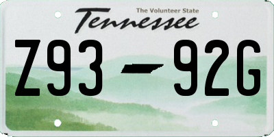 TN license plate Z9392G