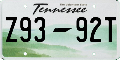 TN license plate Z9392T