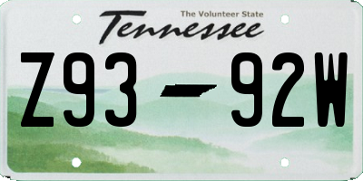 TN license plate Z9392W