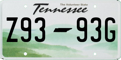 TN license plate Z9393G
