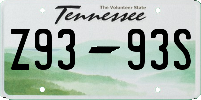 TN license plate Z9393S