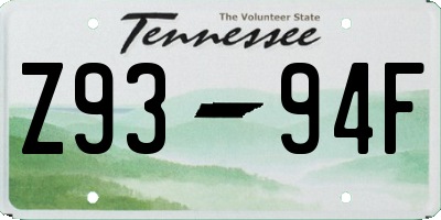 TN license plate Z9394F
