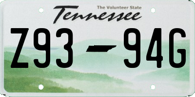 TN license plate Z9394G