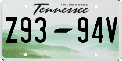 TN license plate Z9394V