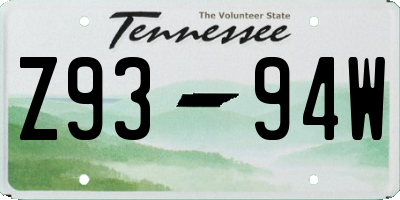 TN license plate Z9394W
