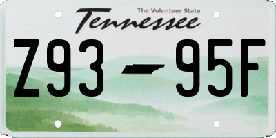 TN license plate Z9395F