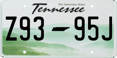 TN license plate Z9395J