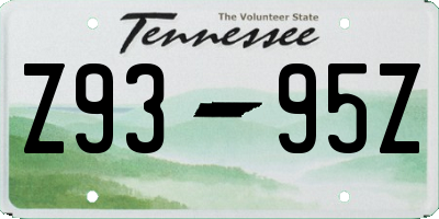 TN license plate Z9395Z