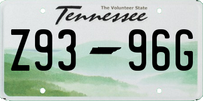 TN license plate Z9396G