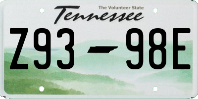 TN license plate Z9398E