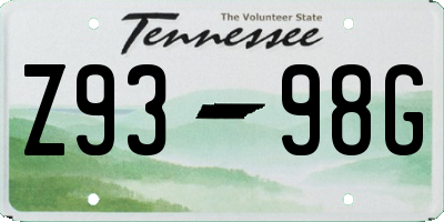 TN license plate Z9398G