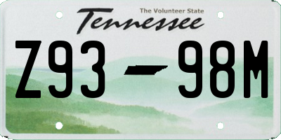 TN license plate Z9398M