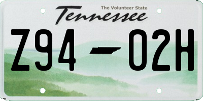 TN license plate Z9402H
