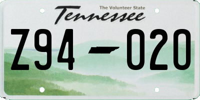 TN license plate Z9402O