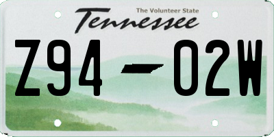 TN license plate Z9402W