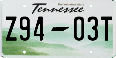 TN license plate Z9403T