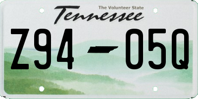 TN license plate Z9405Q