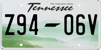 TN license plate Z9406V