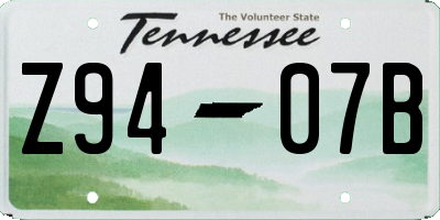 TN license plate Z9407B