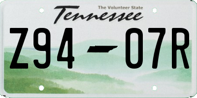 TN license plate Z9407R