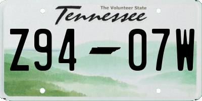 TN license plate Z9407W