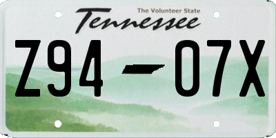 TN license plate Z9407X