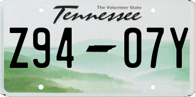 TN license plate Z9407Y