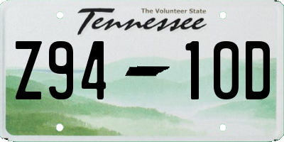 TN license plate Z9410D