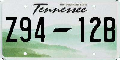 TN license plate Z9412B