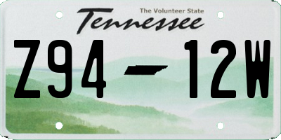 TN license plate Z9412W