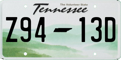 TN license plate Z9413D