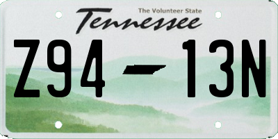 TN license plate Z9413N