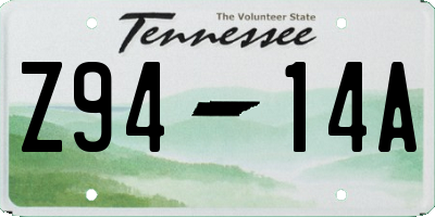 TN license plate Z9414A