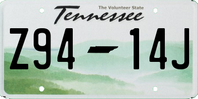 TN license plate Z9414J