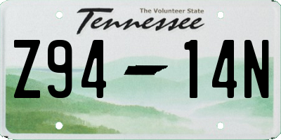 TN license plate Z9414N