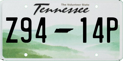 TN license plate Z9414P