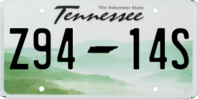 TN license plate Z9414S