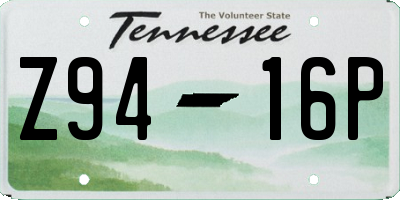 TN license plate Z9416P