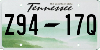 TN license plate Z9417Q